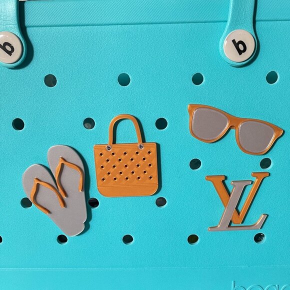 4 Piece LV Themed Bogg Charm Set-Glitzy Girl Bogg Charms-Beach Bogg Charms-New - Picture 1 of 4